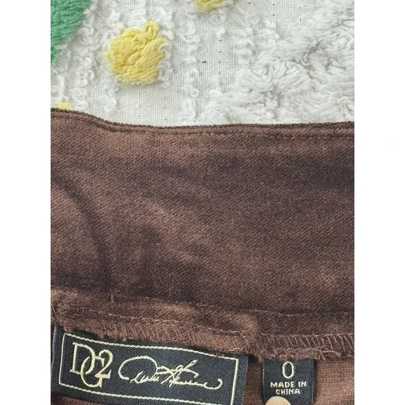 DG2 Diane Gilman Brown Velvet Moleskin Wide Leg Trousers Pants Size 0 NEW - Picture 6 of 9
